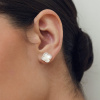 Puces d'Oreilles Morganne Bello Victoria Grande Nacre Blanche Diamants Or Jaune