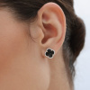 Puces d'Oreilles Morganne Bello Victoria Grand Onyx Diamants Or Rose