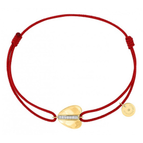 Bracelet Morganne Bello Tout Or Diamants Or Jaune Cordon Rouge