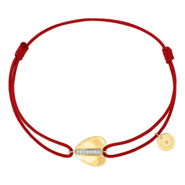 Bracelet Morganne Bello Tout Or Diamants Or Jaune Cordon Rouge