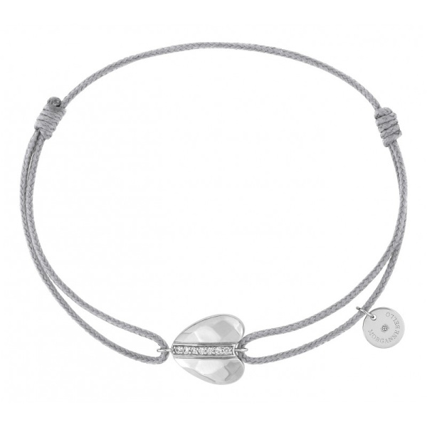 Bracelet Morganne Bello Tout Or Diamants Or Blanc Cordon Gris