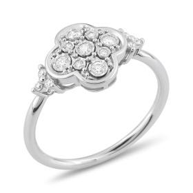 Bague Morganne Bello Trèfle Serti Diamants Blancs Or Blanc