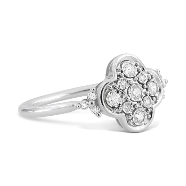 Bague Morganne Bello Trèfle Serti Diamants Blancs Or Blanc