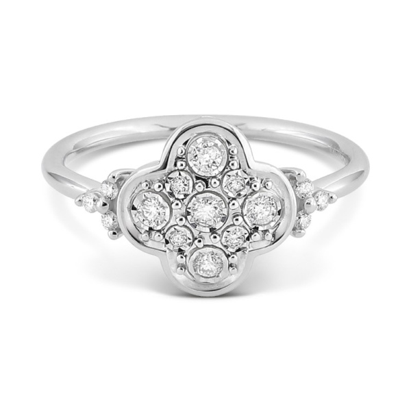 Bague Morganne Bello Trèfle Serti Diamants Blancs Or Blanc