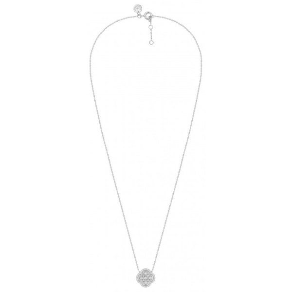Collier Morganne Bello Trèfle Diamants Or Blanc Grand Modèle