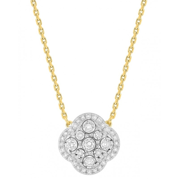 Collier Morganne Bello Trèfle Diamants Or Jaune Grand Modèle