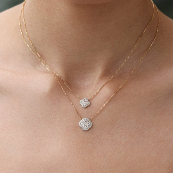 Collier Morganne Bello Trèfle Diamants Or Jaune Grand Modèle