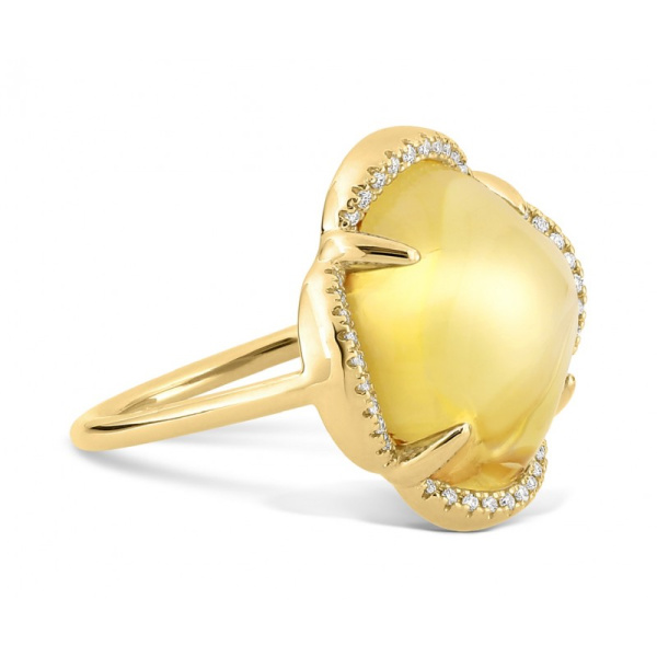 Bague Morganne Bello Songe Citrine Entourage Diamants Or Jaune