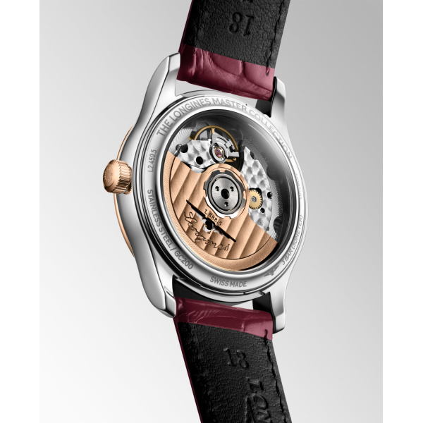 Montre Longines Master Collection 34mm Automatique Cadran Nacre Bracelet Alligator Bordeaux