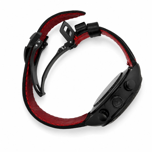 Montre Occasion Tudor Fastrider Black Shield Chrono Bracelet Cuir Noir Rouge