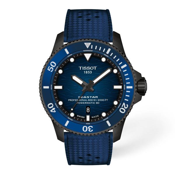 Montre Tissot Seastar 2000 Powermatic 80 44 mm PVD Noir Cadran Bleu