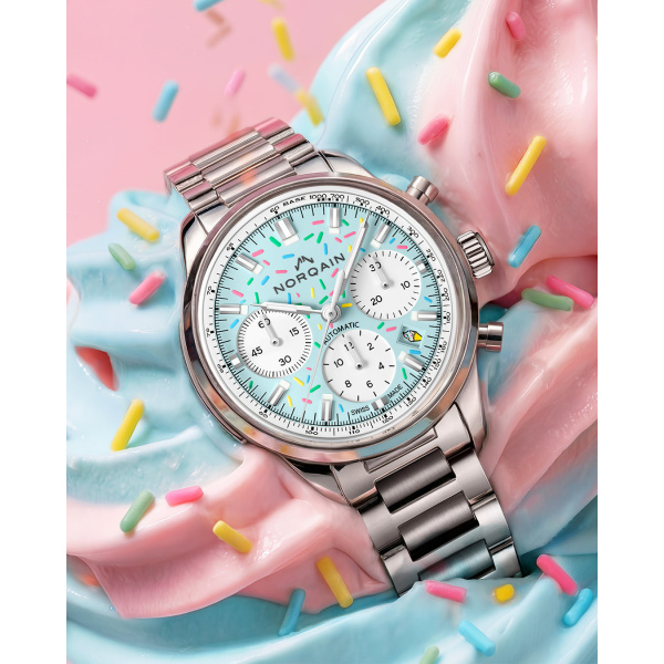 Montre NORQAIN Freedom Chrono 40mm Enjoy Life Sprinkles Bleu Acier