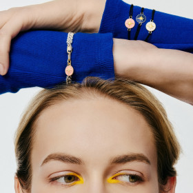 Bracelet Arthus Bertrand cordon Étoile or jaune bleu marine 11 mm polie