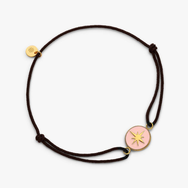 Bracelet Arthus Bertrand cordon Étoile or jaune rose poudré 11 mm polie