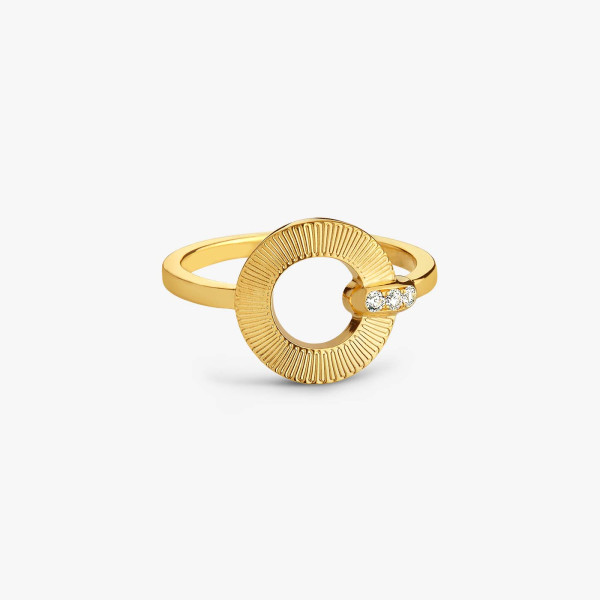 Bague Arthus Bertrand Ruban or jaune & diamants polie