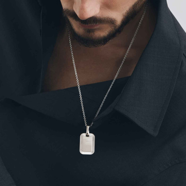 Pendentif Arthus Bertrand tag Ruban argent polie rhodiée