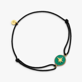 Bracelet Arthus Bertrand cordon Étoile or jaune vert émeraude 11 mm polie