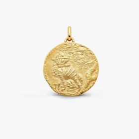 Médaille Arthus Bertrand Tigre Arbre Pie or jaune 30 mm sablée