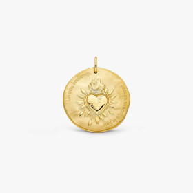 Médaille Arthus Bertrand Cœur Sacré vermeil 25 mm satinée