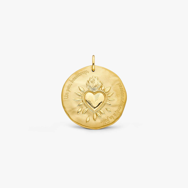 Médaille Arthus Bertrand Cœur Sacré vermeil 25 mm satinée