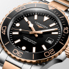 Montre Longines Hydroconquest 42mm Quartz Cadran Noir Sablé Pvd Or Rose