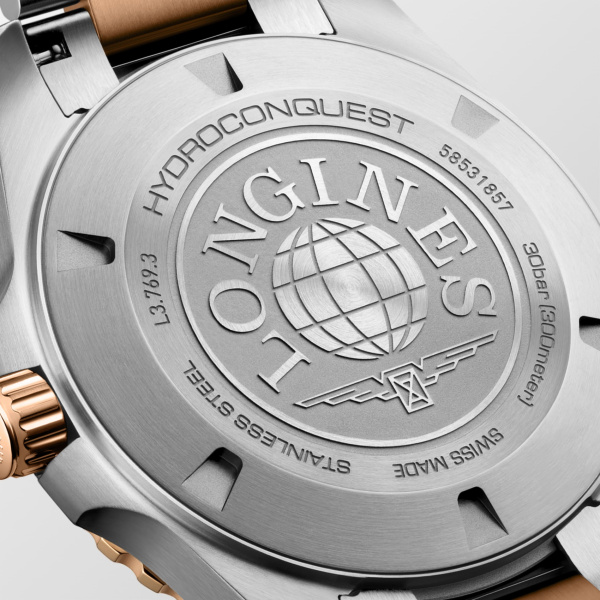 Montre Longines Hydroconquest 42mm Quartz Cadran Noir Sablé Pvd Or Rose