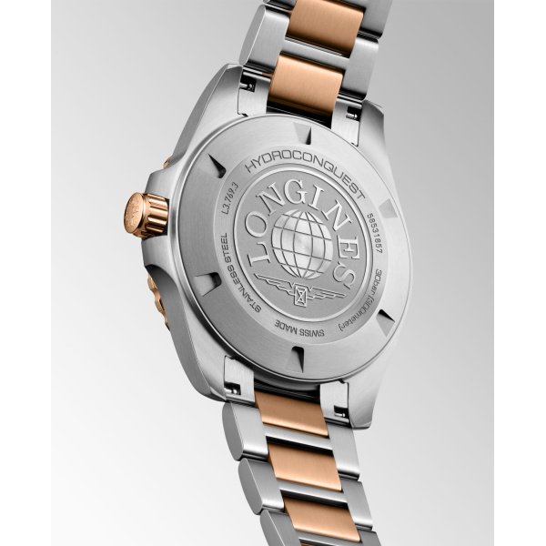 Montre Longines Hydroconquest 42mm Quartz Cadran Noir Sablé Pvd Or Rose