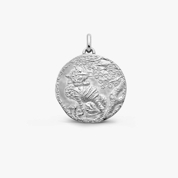 Médaille Arthus Bertrand Tigre Arbre Pie argent 30 mm rhodiée