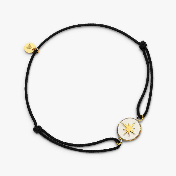 Bracelet Arthus Bertrand cordon Étoile or jaune ivoire 11 mm polie