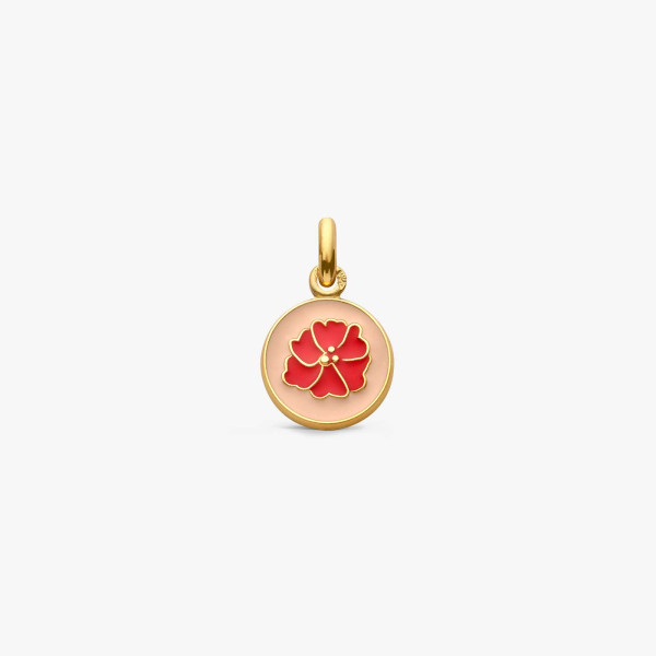 Pendentif Arthus Bertrand coquelicot or jaune rose poudré 10 mm polie