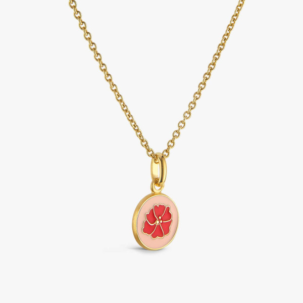 Pendentif Arthus Bertrand coquelicot or jaune rose poudré 10 mm polie