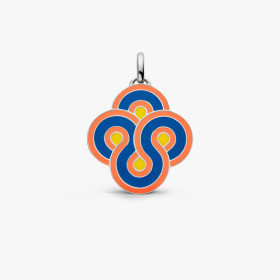 Pendentif Arthus Bertrand Enlacé Pop argent orange 30 mm polie