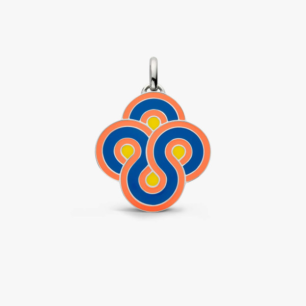 Pendentif Arthus Bertrand Enlacé Pop argent orange 30 mm polie
