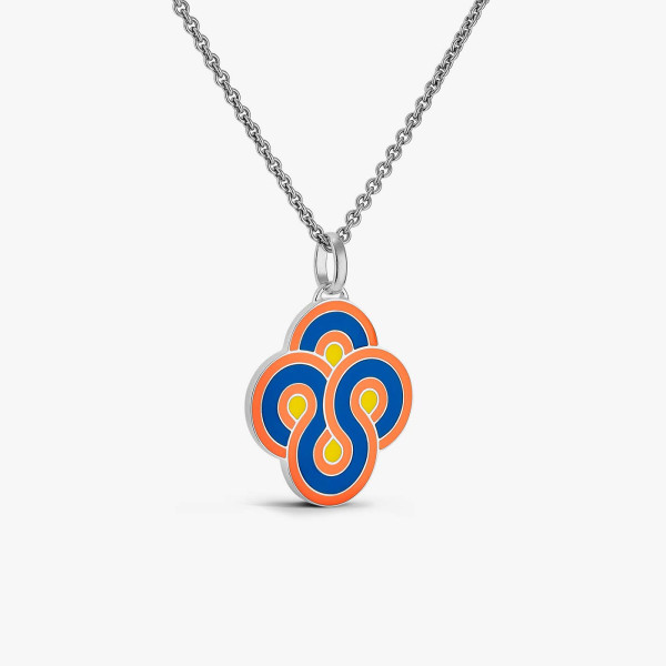 Pendentif Arthus Bertrand Enlacé Pop argent orange 30 mm polie