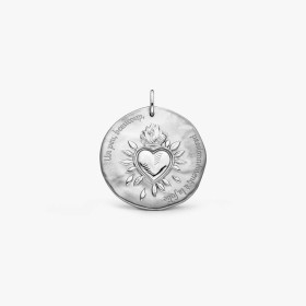 Médaille Arthus Bertrand Cœur Sacré argent 25 mm sablée rhodiée