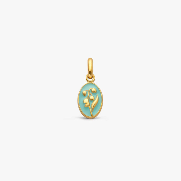 Pendentif Arthus Bertrand muguet or jaune vert d'eau 10 mm polie
