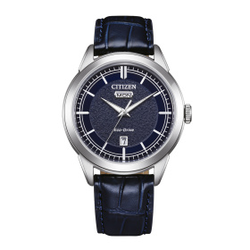 Montre Citizen 40,5 mm Eco-Drive cadran bleu cuir
