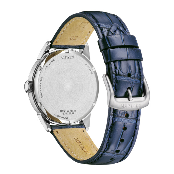 Montre Citizen 40,5 mm Eco-Drive cadran bleu cuir