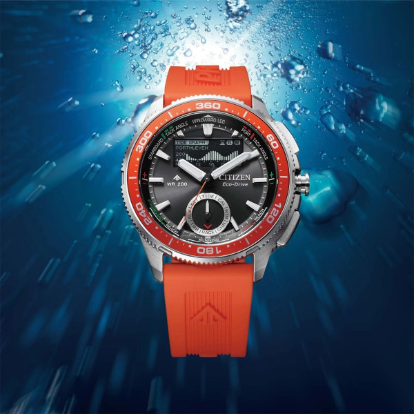 Montre Citizen Promaster Wave Tracker JV3000-13E Eco-Drive 42 mm Bracelet Caoutchouc Orange