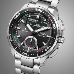 Montre Citizen Promaster Marine Wave Tracker 42mm Eco-Drive Cadran Noir Mat
