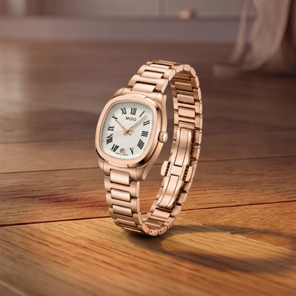 Montre Mido Multifort TV 28 mm Quartz PVD Or Rose Cadran Ivoire
