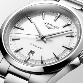 Montre Longines Conquest 41 mm Quartz Cadran Blanc Sablé