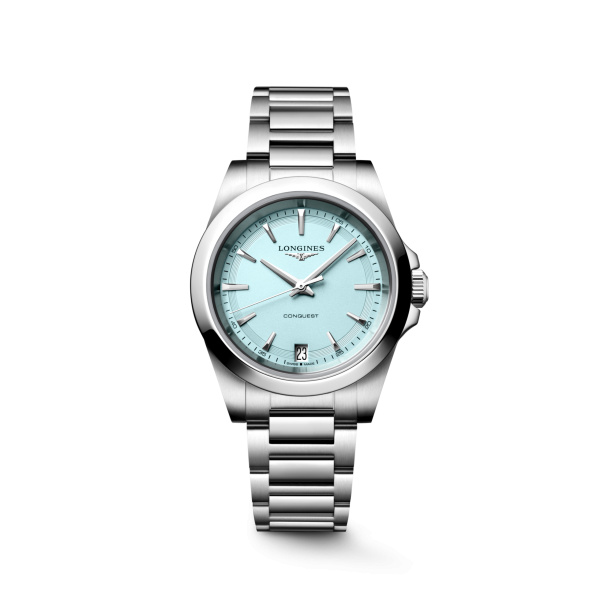Montre Longines Conquest 34 mm Quartz Cadran Bleu Menthe Sablé