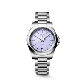 Montre Longines Conquest 34 mm Quartz Cadran Mauve Lavande Sablé