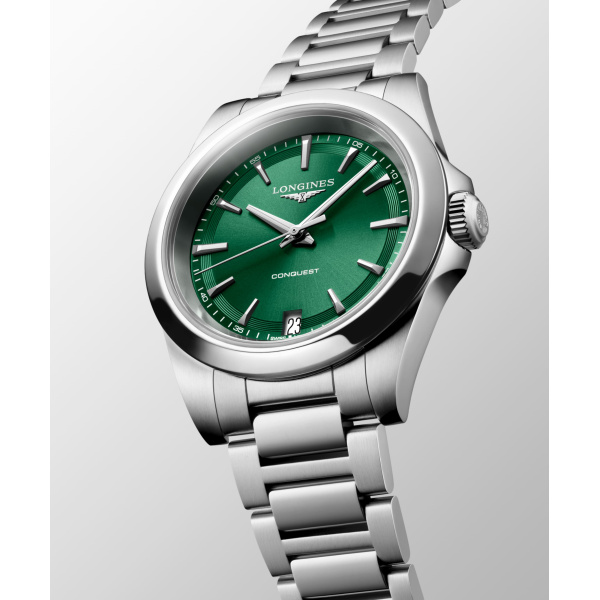 Montre Longines Conquest 34 mm Quartz Cadran Vert Soleillé