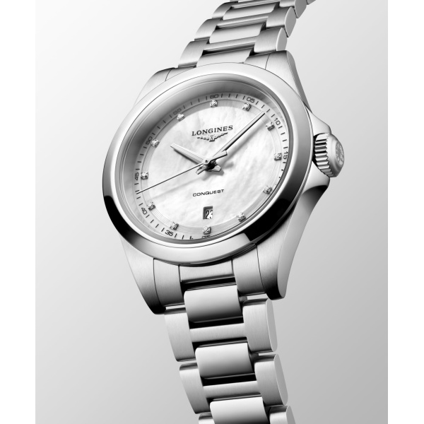 Montre Longines Conquest 30 mm Quartz Cadran Nacre Blanche