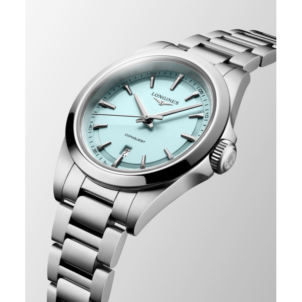Montre Longines Conquest 30 mm Quartz Cadran Bleu Menthe Sablé