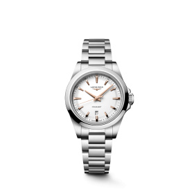 Montre Longines Conquest 30 mm Quartz Blanc Index Dorés Rosés