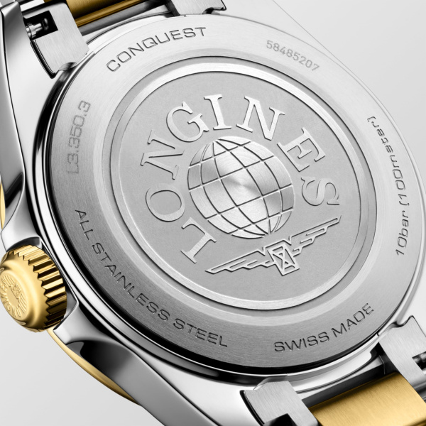 Montre Longines Conquest 30 mm Quartz PVD Or Jaune Cadran Blanc