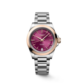 Montre Longines Conquest 34 mm Automatique Or Rose Cadran Violet